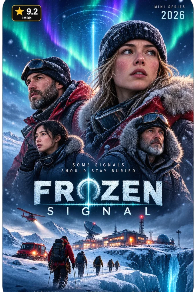 Pôster da minissérie de mistério Frozen Signal com nota 9.2, exemplo de capa exibida na interface do YouCine