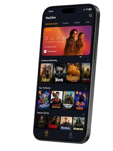 Interface do YouCine APK em celular Android