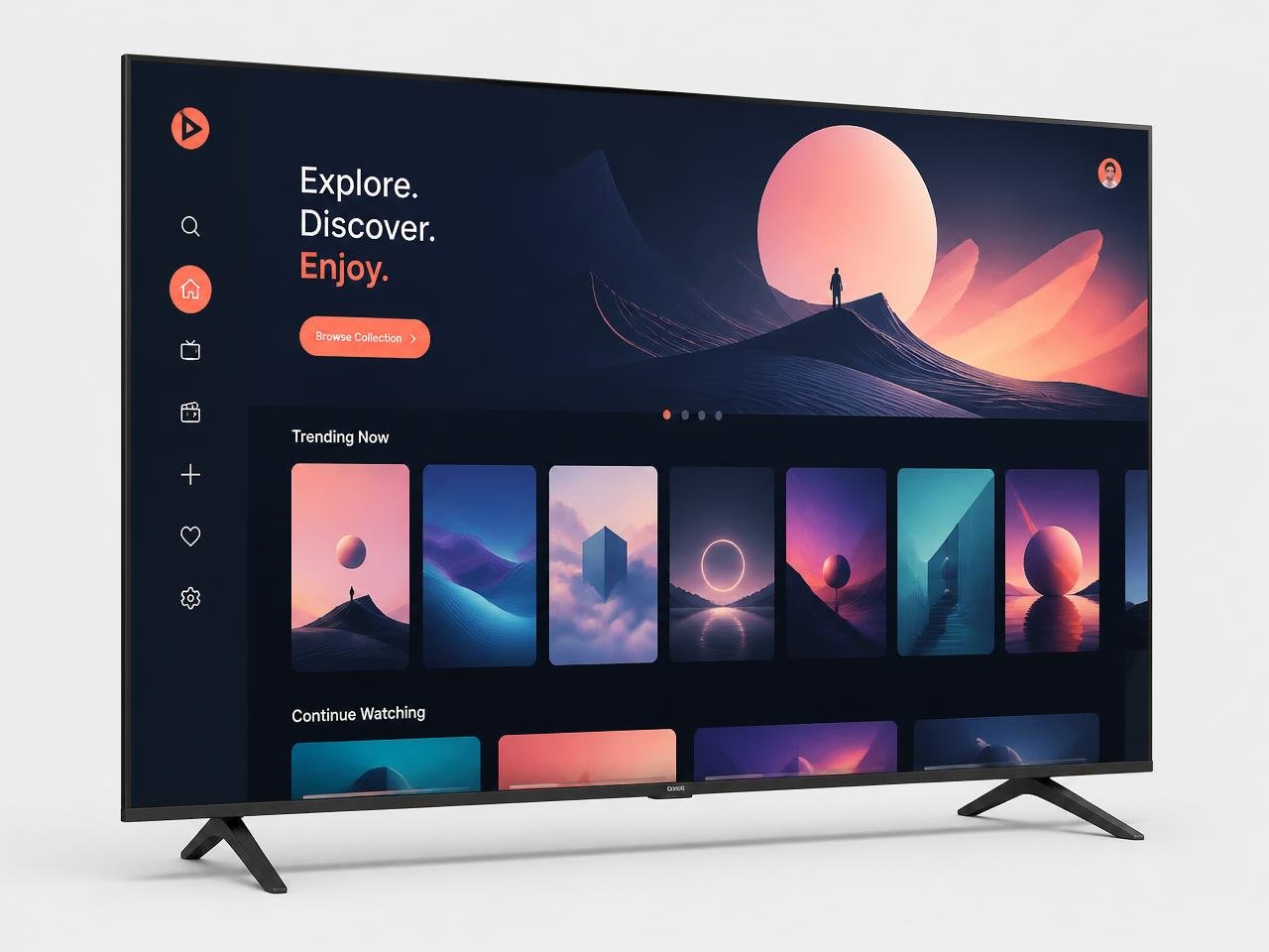 Interface do YouCine em Smart TV com sistema compatível