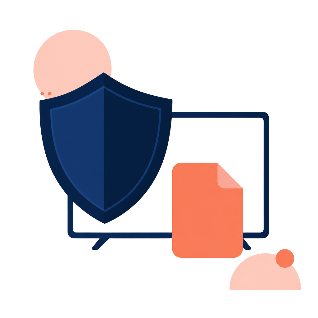 Ilustração de escudo de segurança sobre televisão com arquivo APK