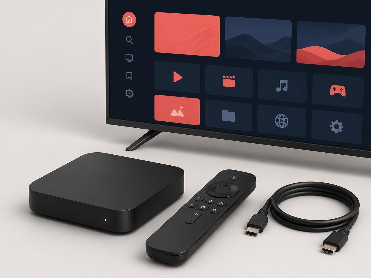 TV Box Android conectada a uma televisão